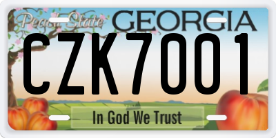 GA license plate CZK7001