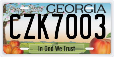 GA license plate CZK7003