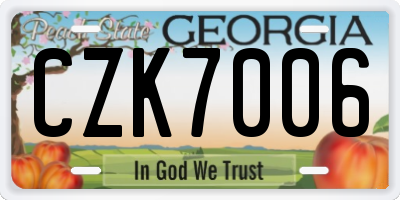 GA license plate CZK7006