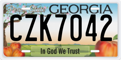 GA license plate CZK7042