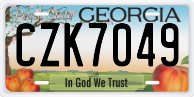 GA license plate CZK7049