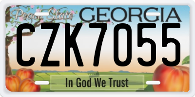 GA license plate CZK7055