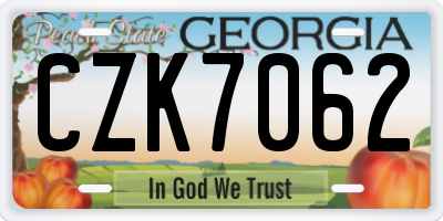 GA license plate CZK7062