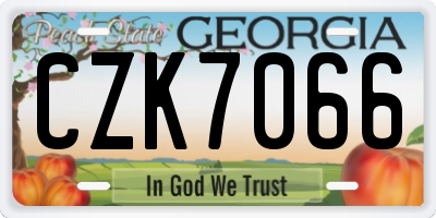 GA license plate CZK7066