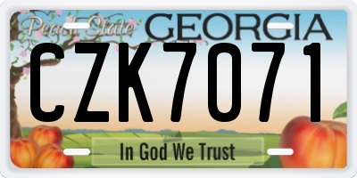 GA license plate CZK7071