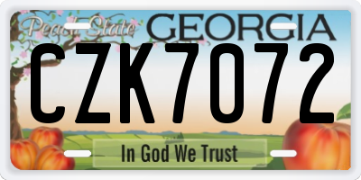 GA license plate CZK7072