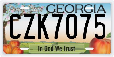 GA license plate CZK7075