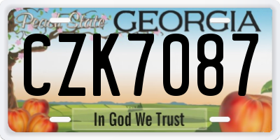 GA license plate CZK7087