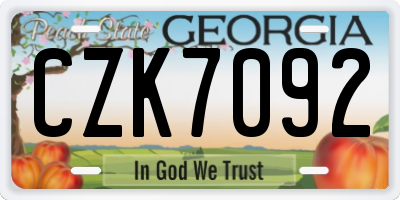 GA license plate CZK7092