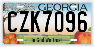 GA license plate CZK7096