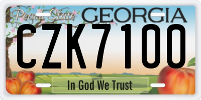 GA license plate CZK7100