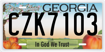 GA license plate CZK7103