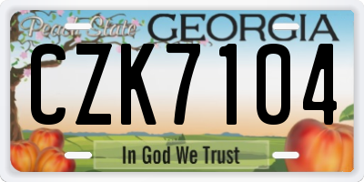 GA license plate CZK7104