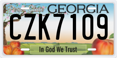 GA license plate CZK7109