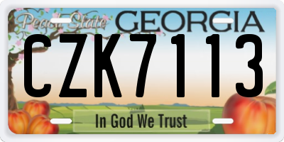 GA license plate CZK7113