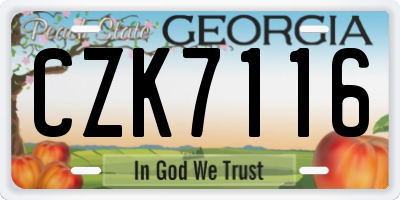GA license plate CZK7116
