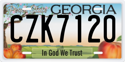 GA license plate CZK7120