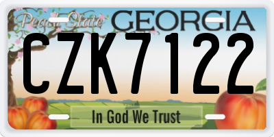 GA license plate CZK7122