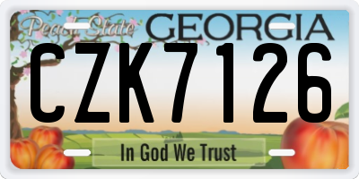 GA license plate CZK7126
