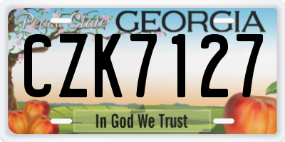 GA license plate CZK7127