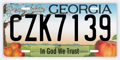 GA license plate CZK7139