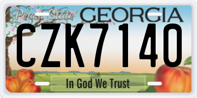 GA license plate CZK7140