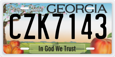 GA license plate CZK7143