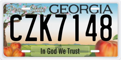 GA license plate CZK7148