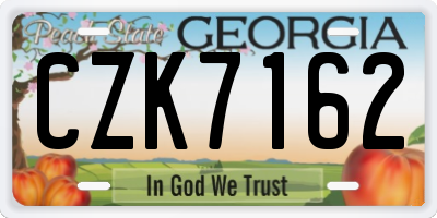 GA license plate CZK7162
