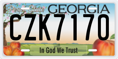 GA license plate CZK7170
