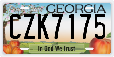 GA license plate CZK7175