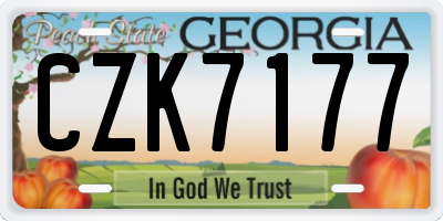 GA license plate CZK7177