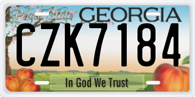GA license plate CZK7184