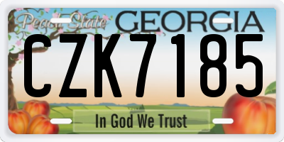 GA license plate CZK7185