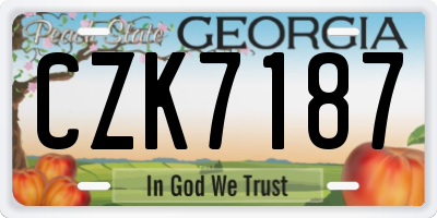 GA license plate CZK7187