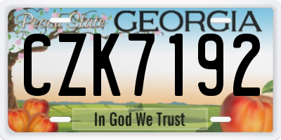 GA license plate CZK7192