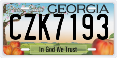 GA license plate CZK7193