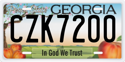 GA license plate CZK7200