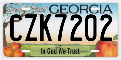 GA license plate CZK7202