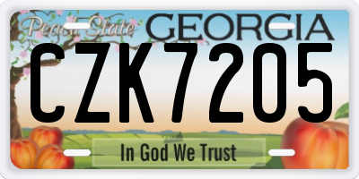 GA license plate CZK7205