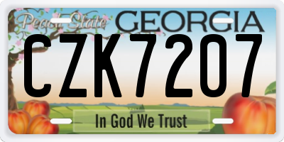 GA license plate CZK7207