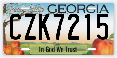 GA license plate CZK7215