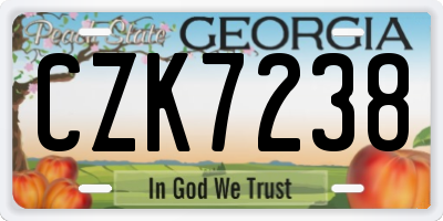 GA license plate CZK7238