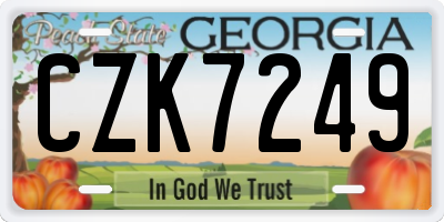 GA license plate CZK7249
