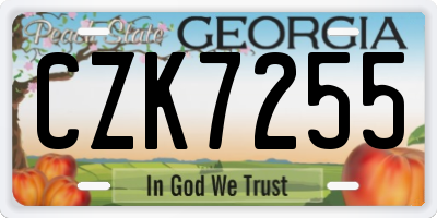GA license plate CZK7255