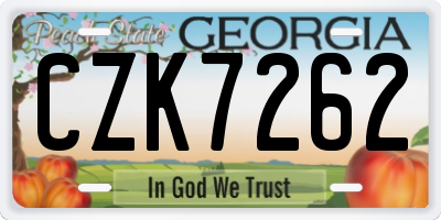 GA license plate CZK7262