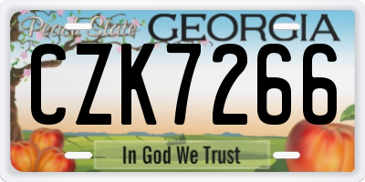GA license plate CZK7266