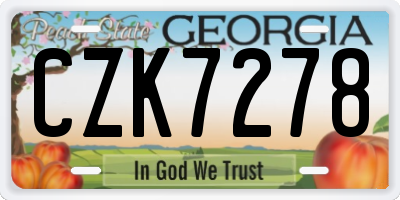 GA license plate CZK7278