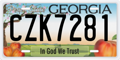 GA license plate CZK7281