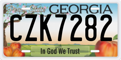 GA license plate CZK7282